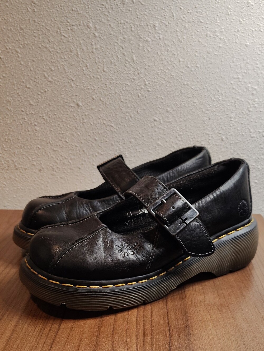 Dr Martens 12277 Vintage Y2K Daisy Flower Splat Chunky Platform Mary Janes